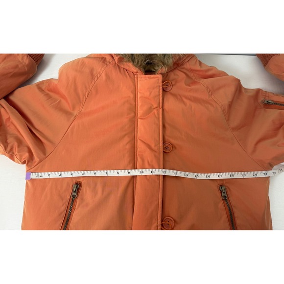 Talbots Kids Orange Faux Fur Hood Bomber Winter Rust Jacket Size 16‎ - Picture 14 of 16